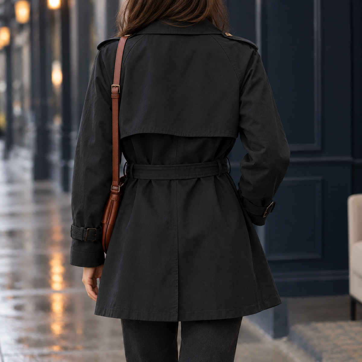 Classic Double Breasted Trench Coat with Buckled Cuffs