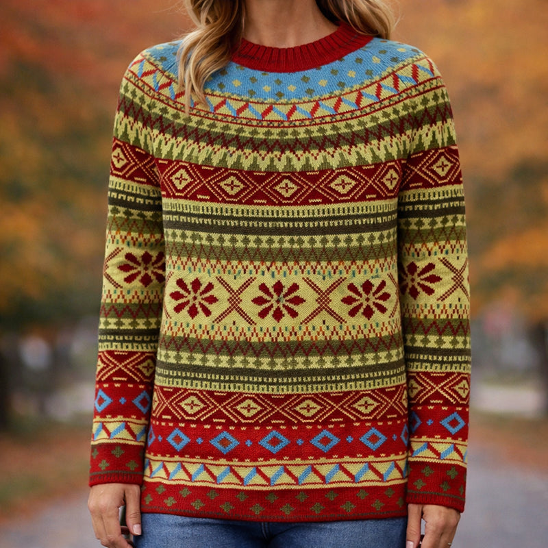 Heritage Fair Isle Crew Neck Jumper with Yoke Pattern