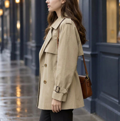 Classic Double Breasted Trench Coat with Buckled Cuffs