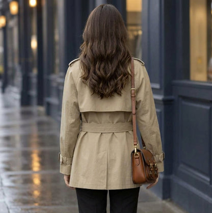 Classic Double Breasted Trench Coat with Buckled Cuffs