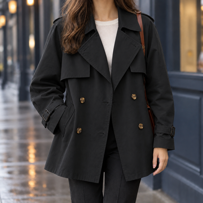 Classic Double Breasted Trench Coat with Buckled Cuffs