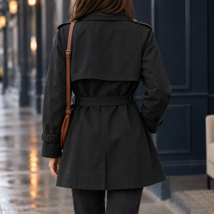 Classic Double Breasted Trench Coat with Buckled Cuffs