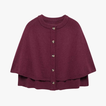 Cosy Knit Poncho Cardigan with Layered Ribbed Hem