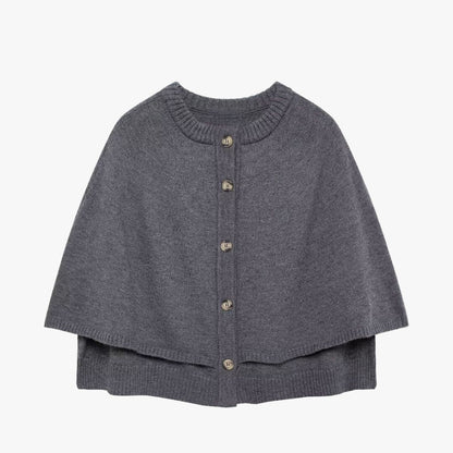 Cosy Knit Poncho Cardigan with Layered Ribbed Hem