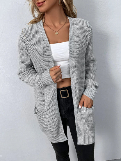 Cosy Open Front Knit Cardigan with Front Pockets