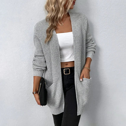 Cosy Open Front Knit Cardigan with Front Pockets
