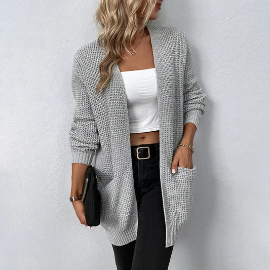 Cosy Open Front Knit Cardigan with Front Pockets