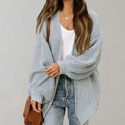 Cosy Oversized Chunky Knit Cardigan with Puff Sleeves