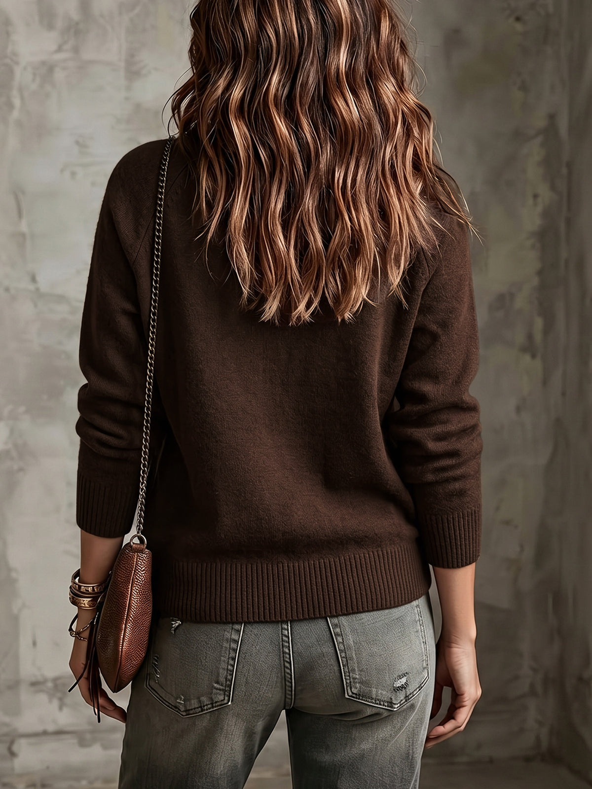 Soft Knit Cardigan with Deep V-Neckline and Button Front