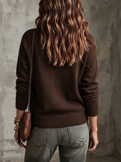 Soft Knit Cardigan with Deep V-Neckline and Button Front