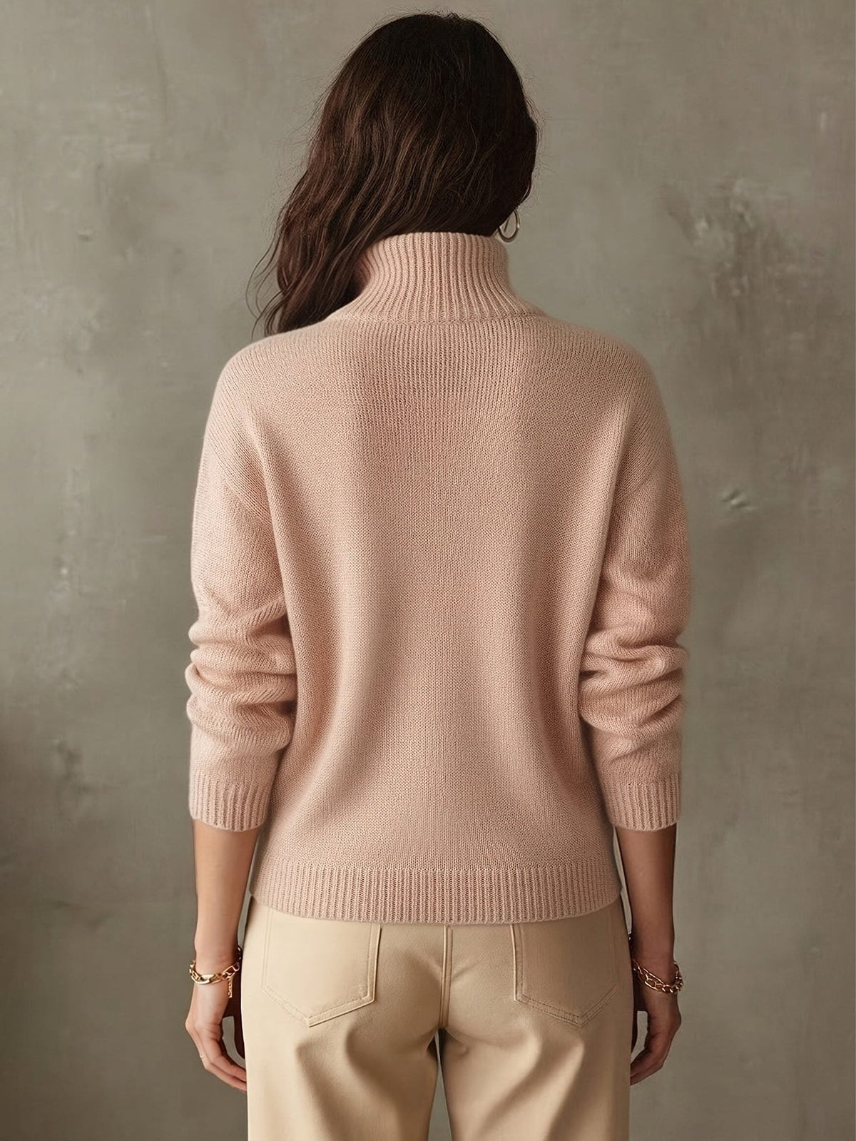 Soft Half Zip Sweater with Stand Collar