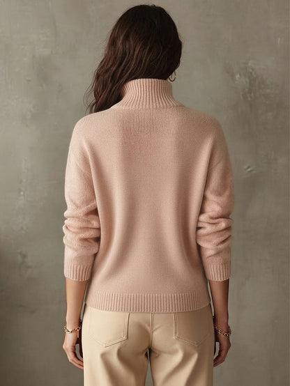 Soft Half Zip Sweater with Stand Collar