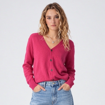 Soft Cardigan with V-Neckline and Button Front