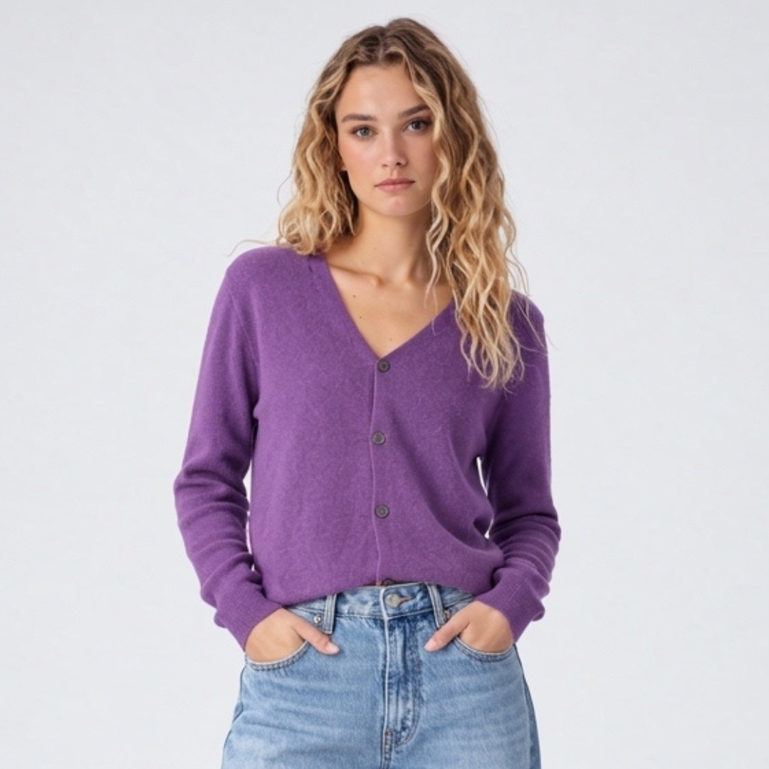 Soft Cardigan with V-Neckline and Button Front