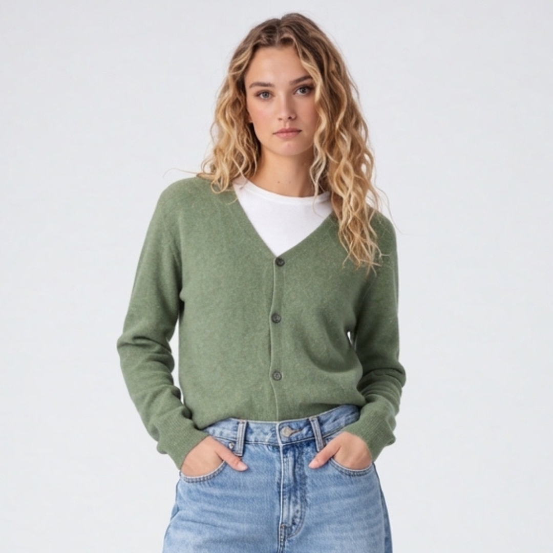 Soft Cardigan with V-Neckline and Button Front