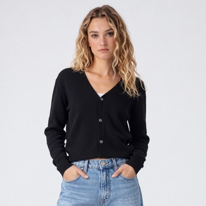 Soft Cardigan with V-Neckline and Button Front