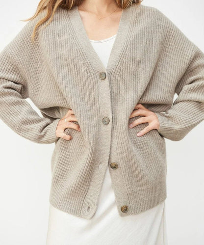 Oversized Cashmere Cardigan with V-Neckline