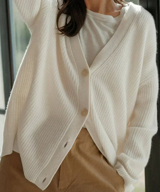 Oversized Cashmere Cardigan with V-Neckline