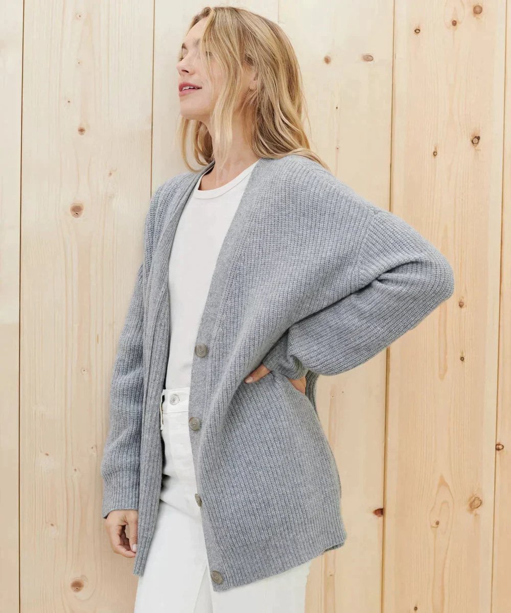Oversized Cashmere Cardigan with V-Neckline