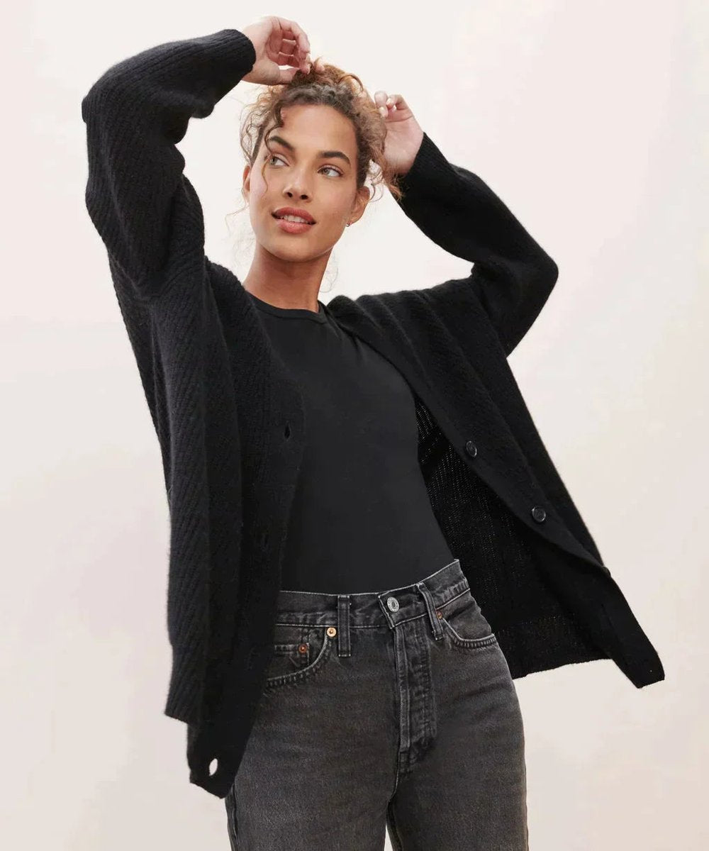 Oversized Cashmere Cardigan with V-Neckline