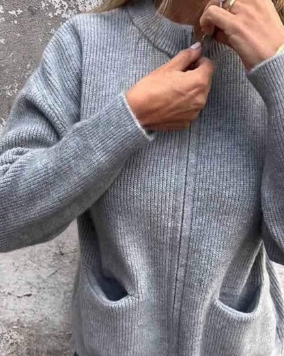 Cosy Zip-Up Knit Cardigan with Front Pockets